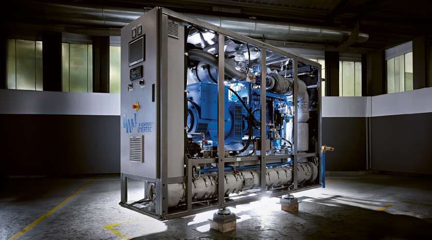 Enclosed ENERGIN CHP unit in a plant room